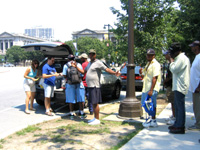 Feeding at Logan Square